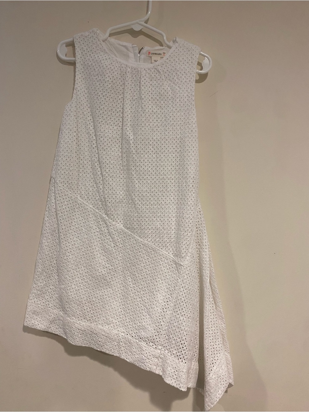 Crewcuts White Eyelet Asymmetric Hem Dress